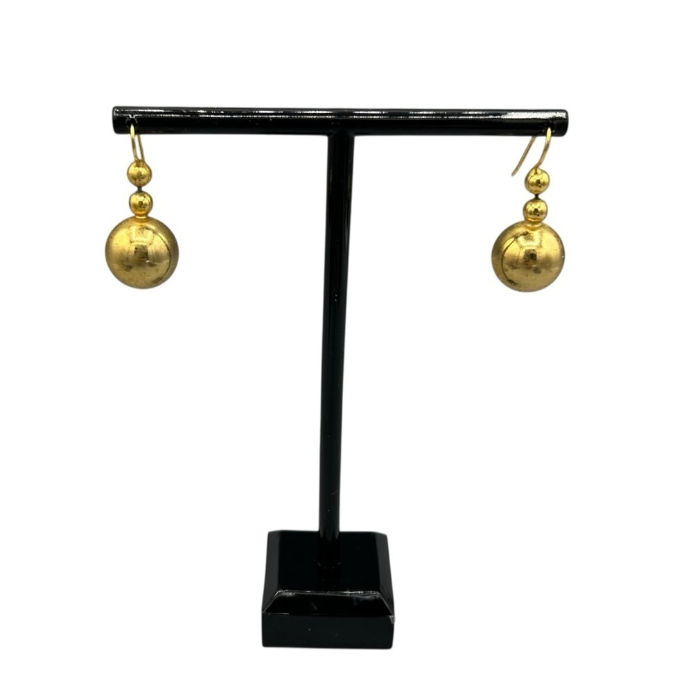Vintage Estate Gold Tone Ball Drop Earrings Passed Magnet Test Unstamped